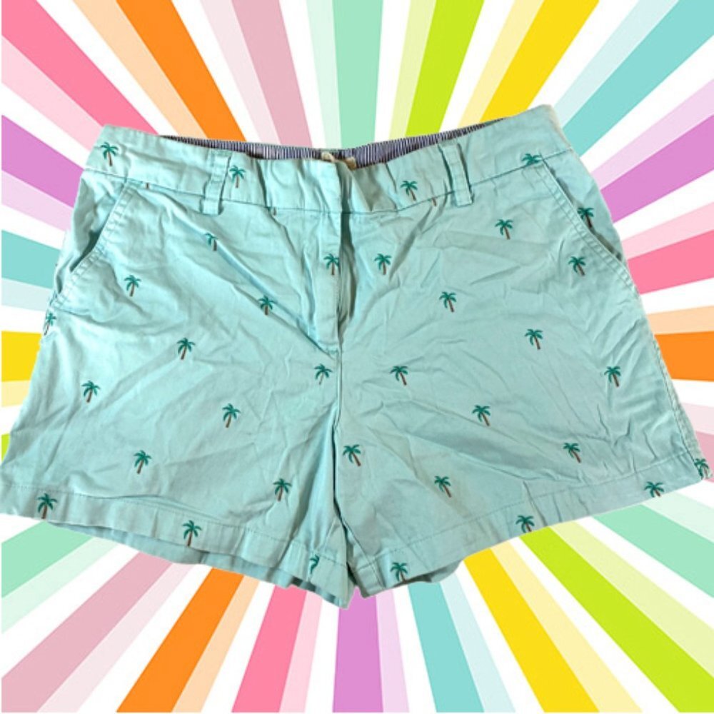Soft mint Palm tree print preppy short shorts by Cambridge Dry Goods size 8